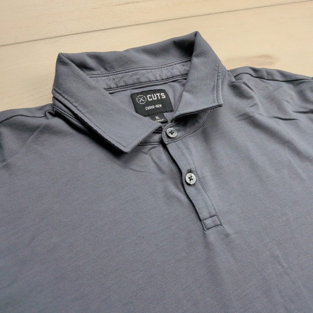 Cuts Clothing Polo‎ Shirt Mens XL Stretch Curved Hem Short Sleeve Golf Gray